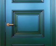 Green interior door made of solid wood