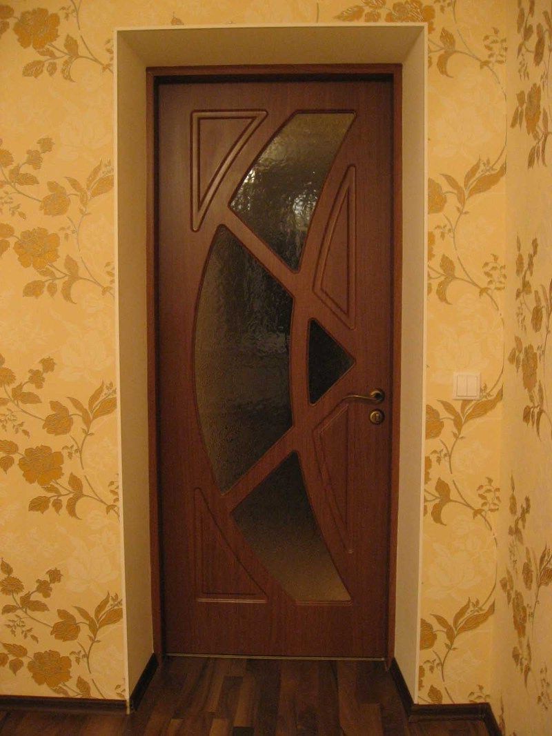 MDF wooden interior door modern style with glass