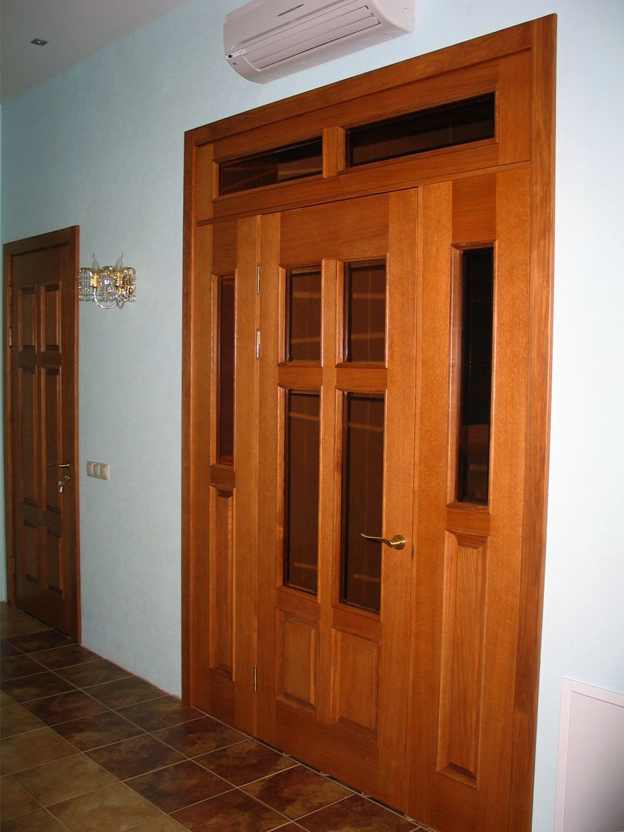 The door is made of wood