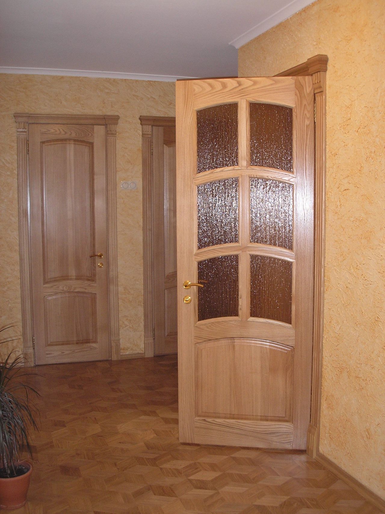 The wooden door lacquered