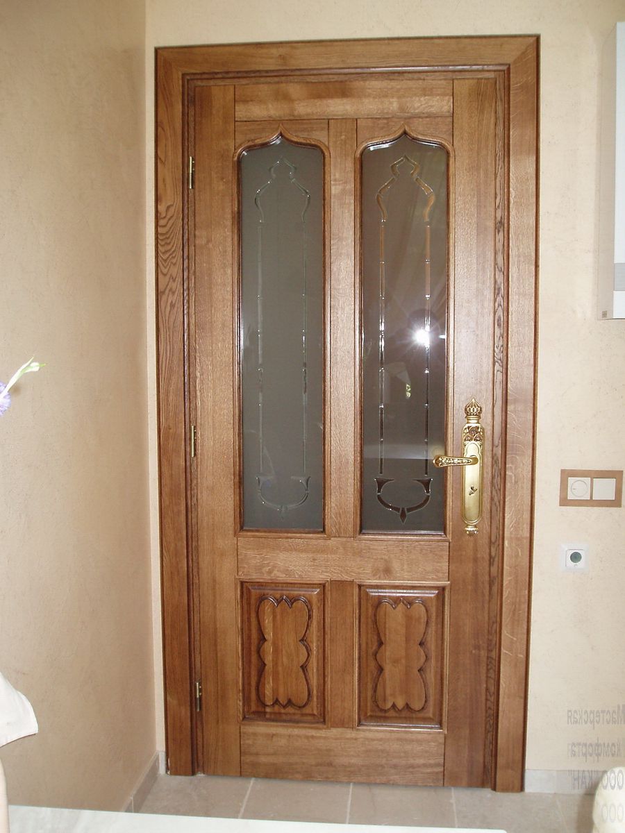 Wooden inside doors with glass