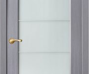 Door grey color in the style of techno with five frosted glass separated by aluminum partitions