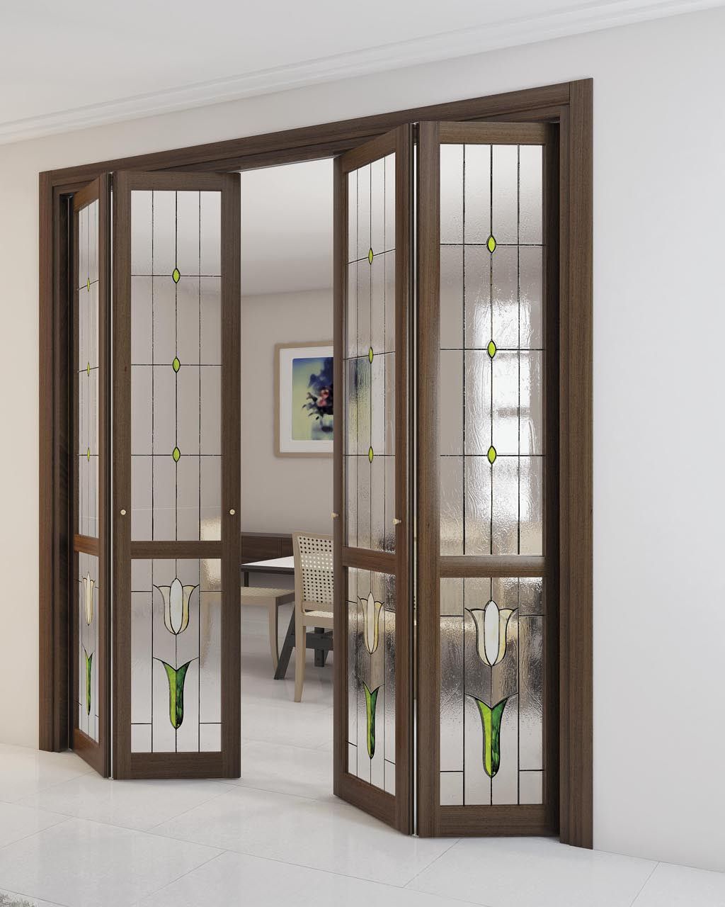 Folding wooden interior door