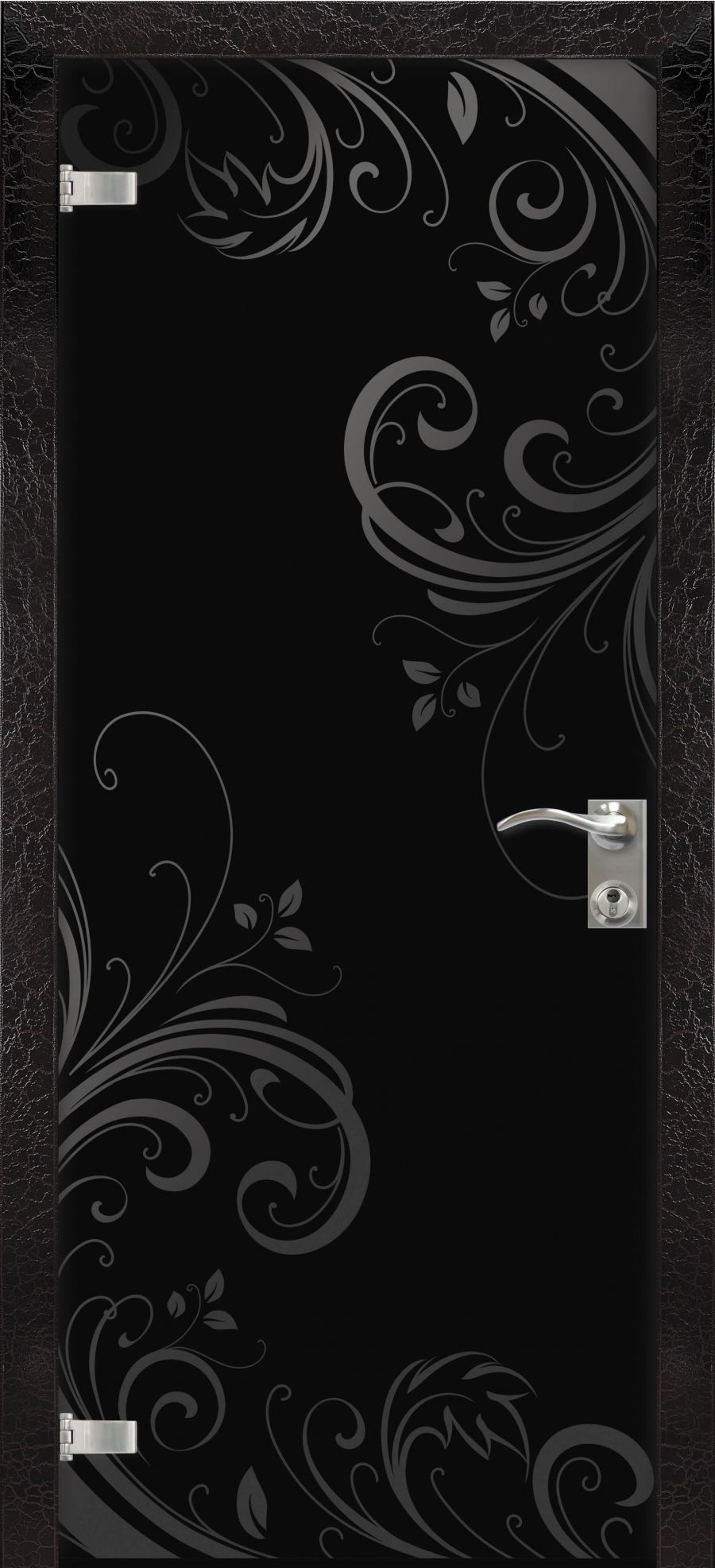 High-tech black glass door with patterns