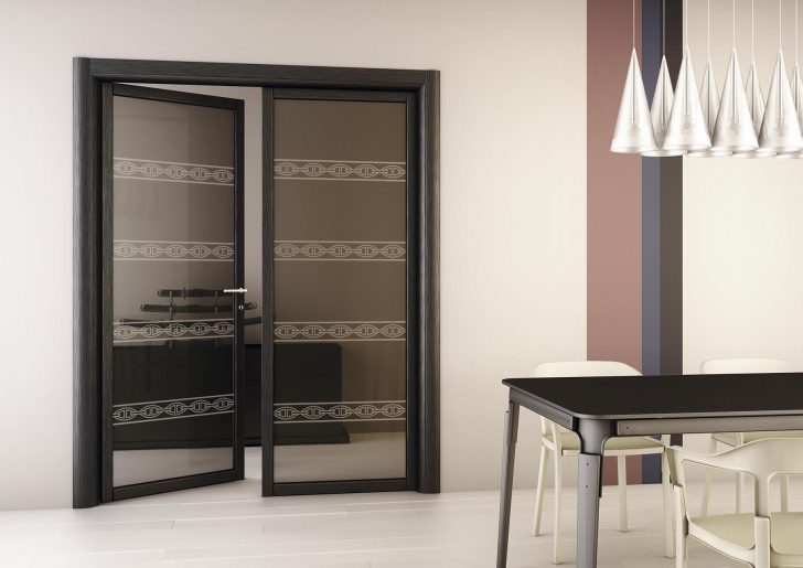 modern dark glass double swing doors 728x515 - Interior Doors and their classification of way of opening