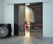 Modern high-tech glass door in a garage