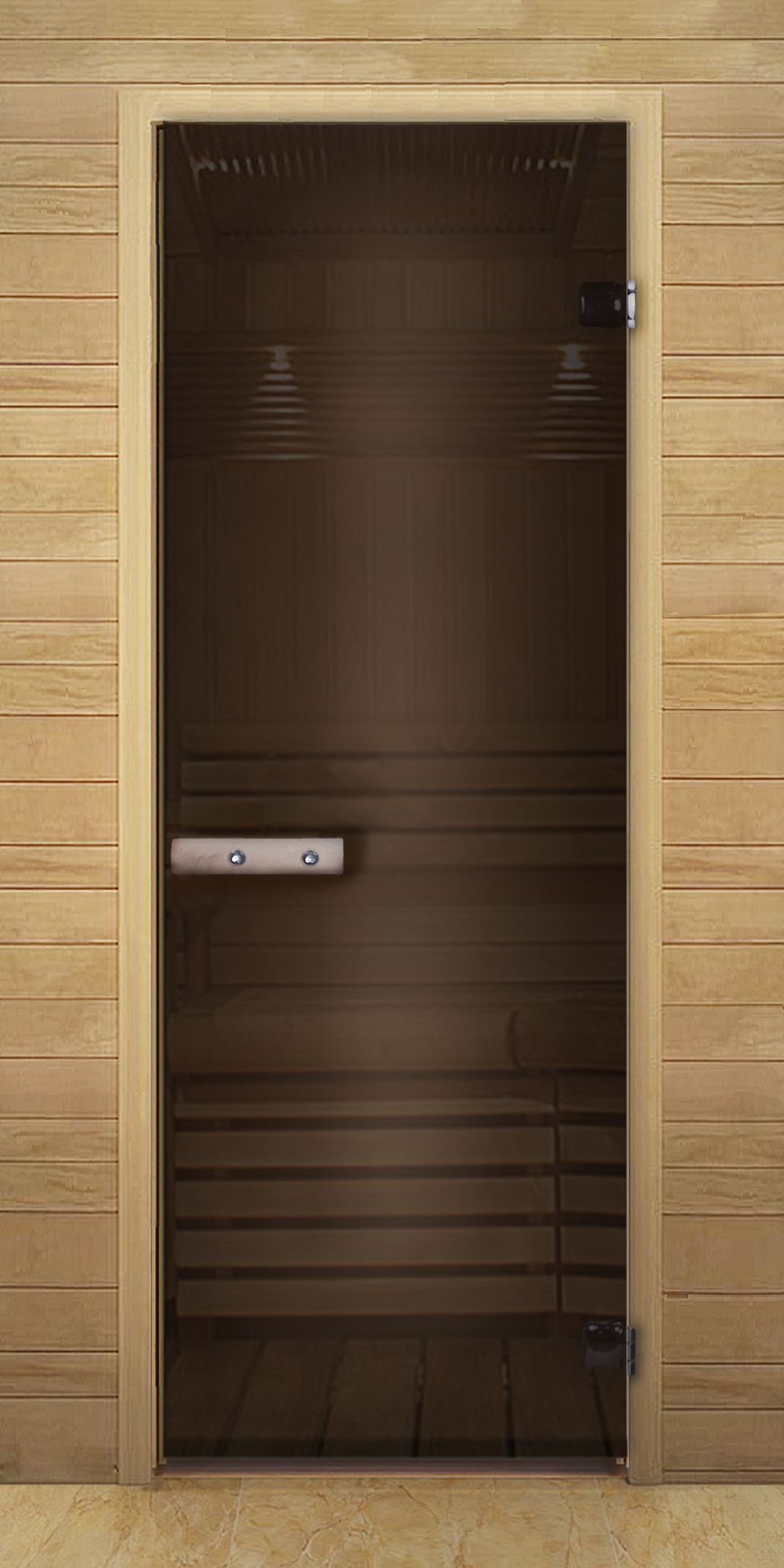 Brown Single-swing door to the sauna