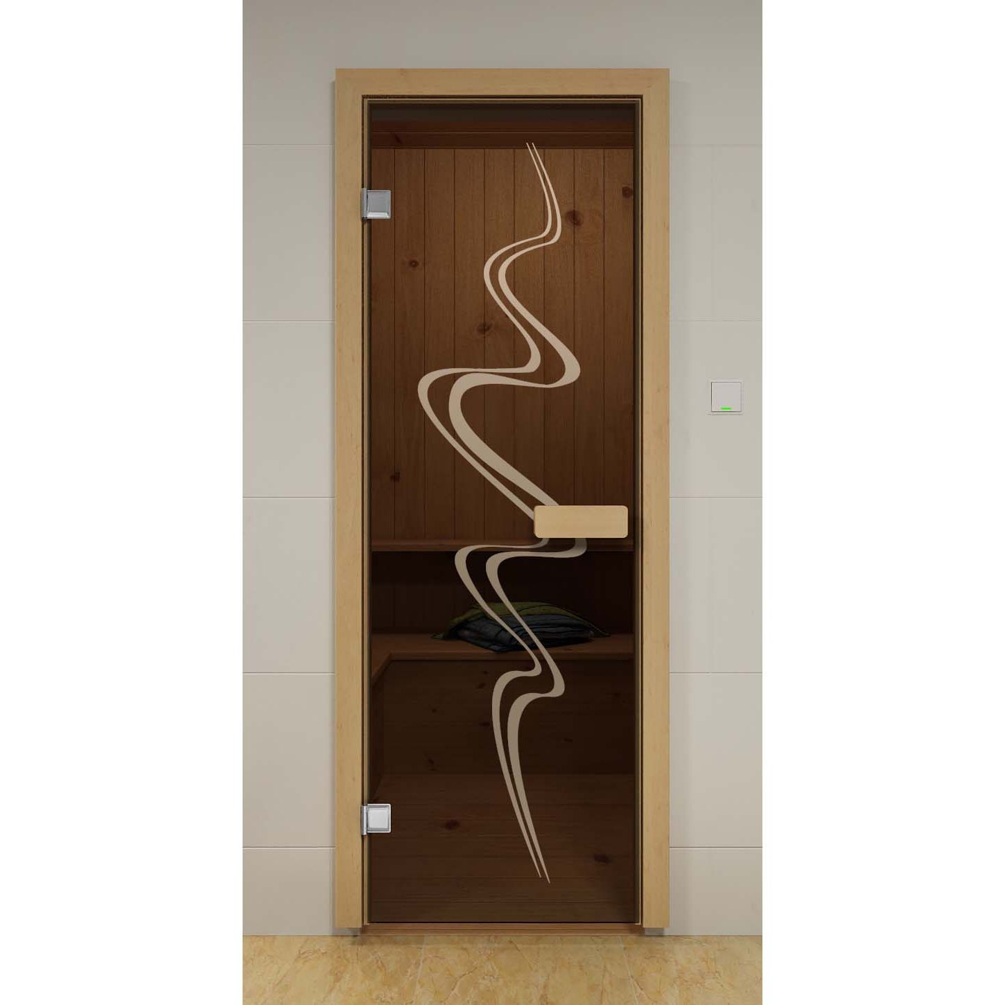 Dark brown glass door for sauna