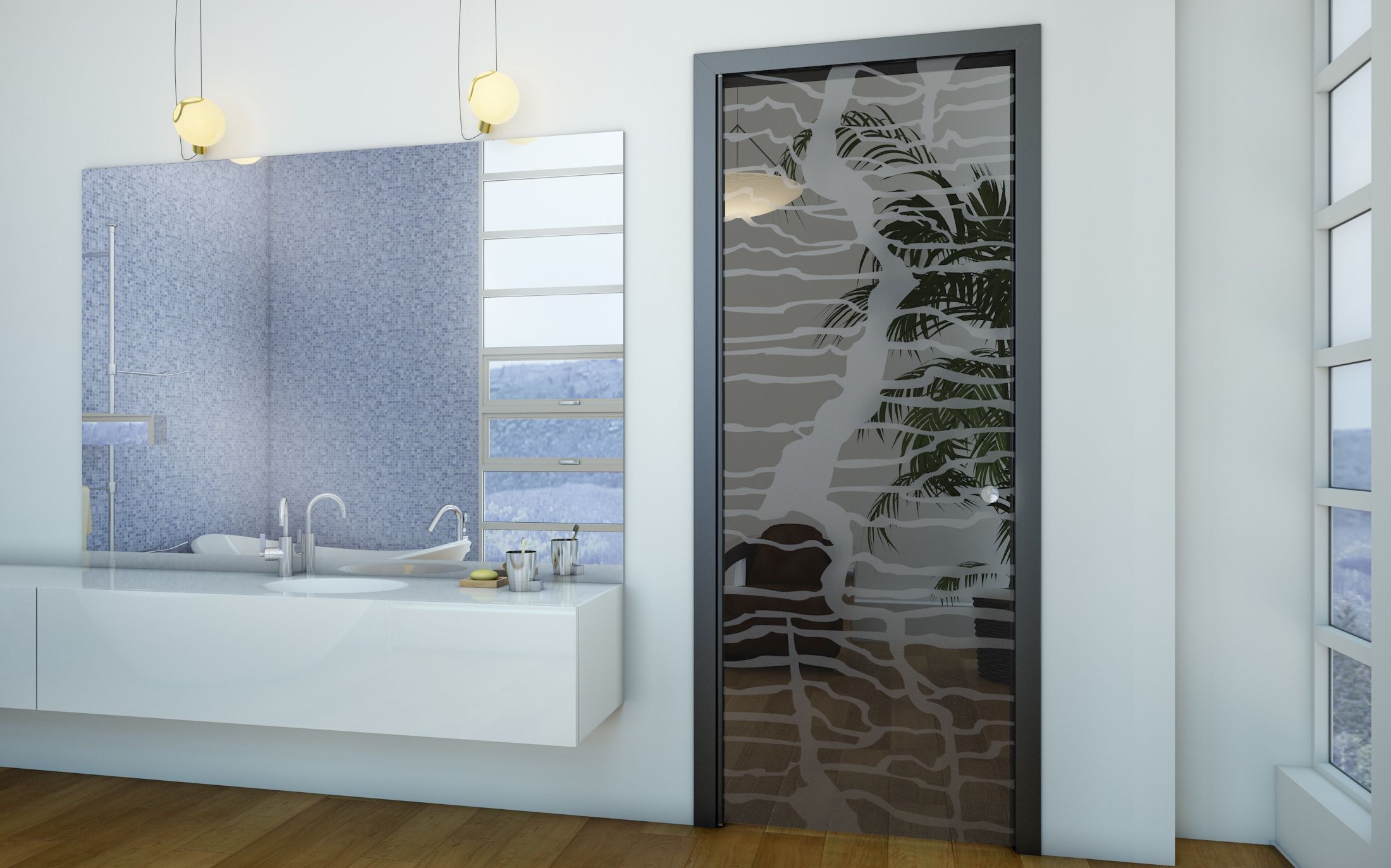 Glass bathroom doors interior