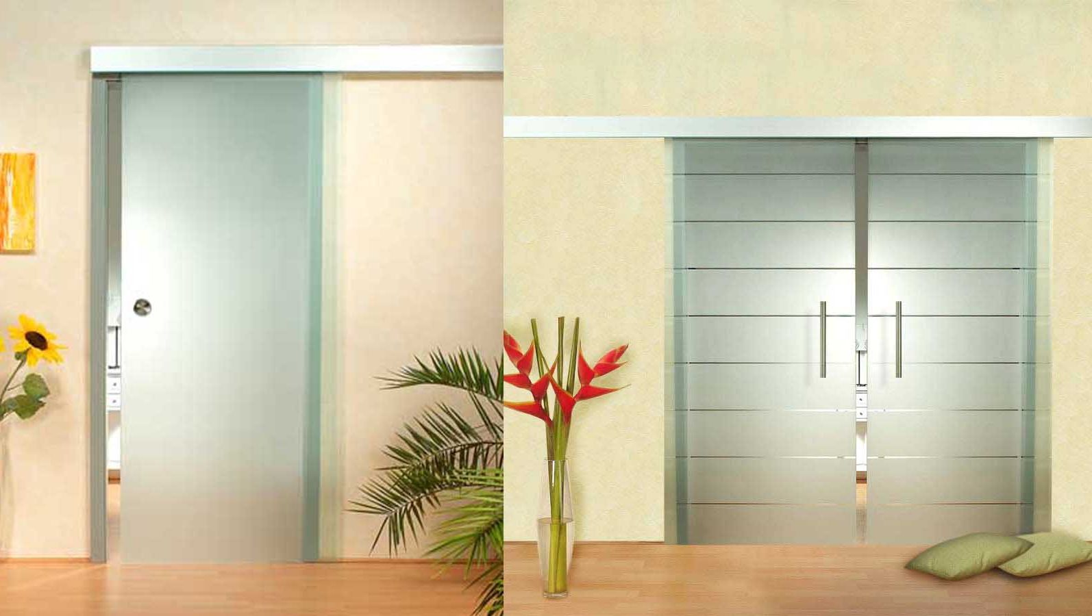 Hinged and sliding glass interior doors