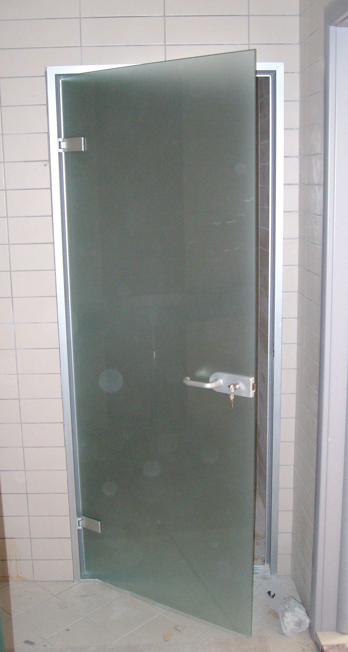 Interior glass door for bathroom and toilet with locks