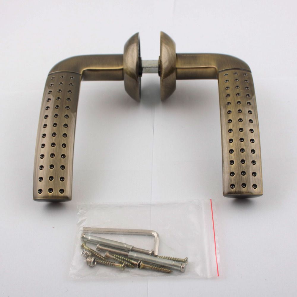 Metal door handle for plastic interior door