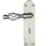 Metal door handle for plastic interior doors
