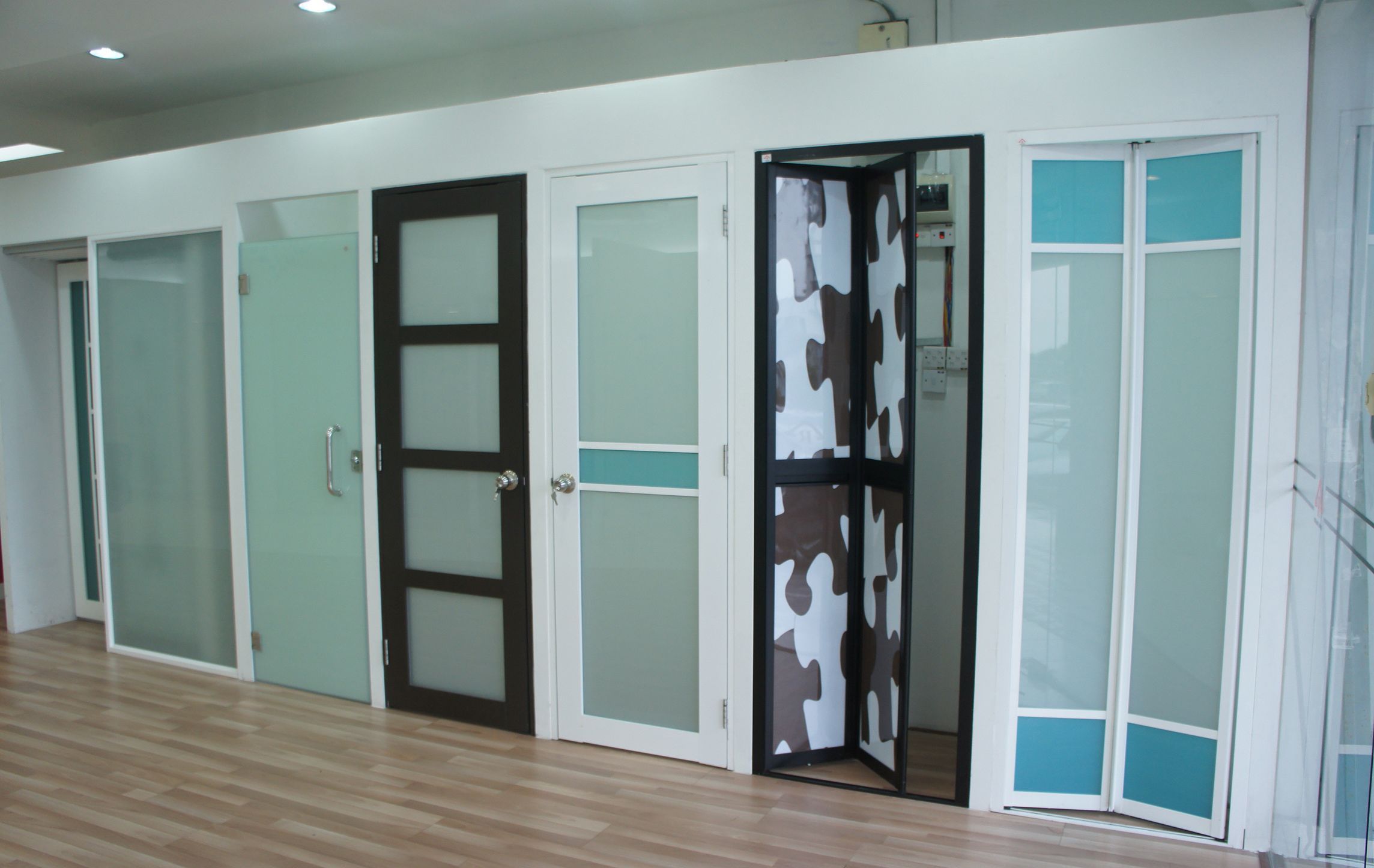 Various styles and colors of plastic doors