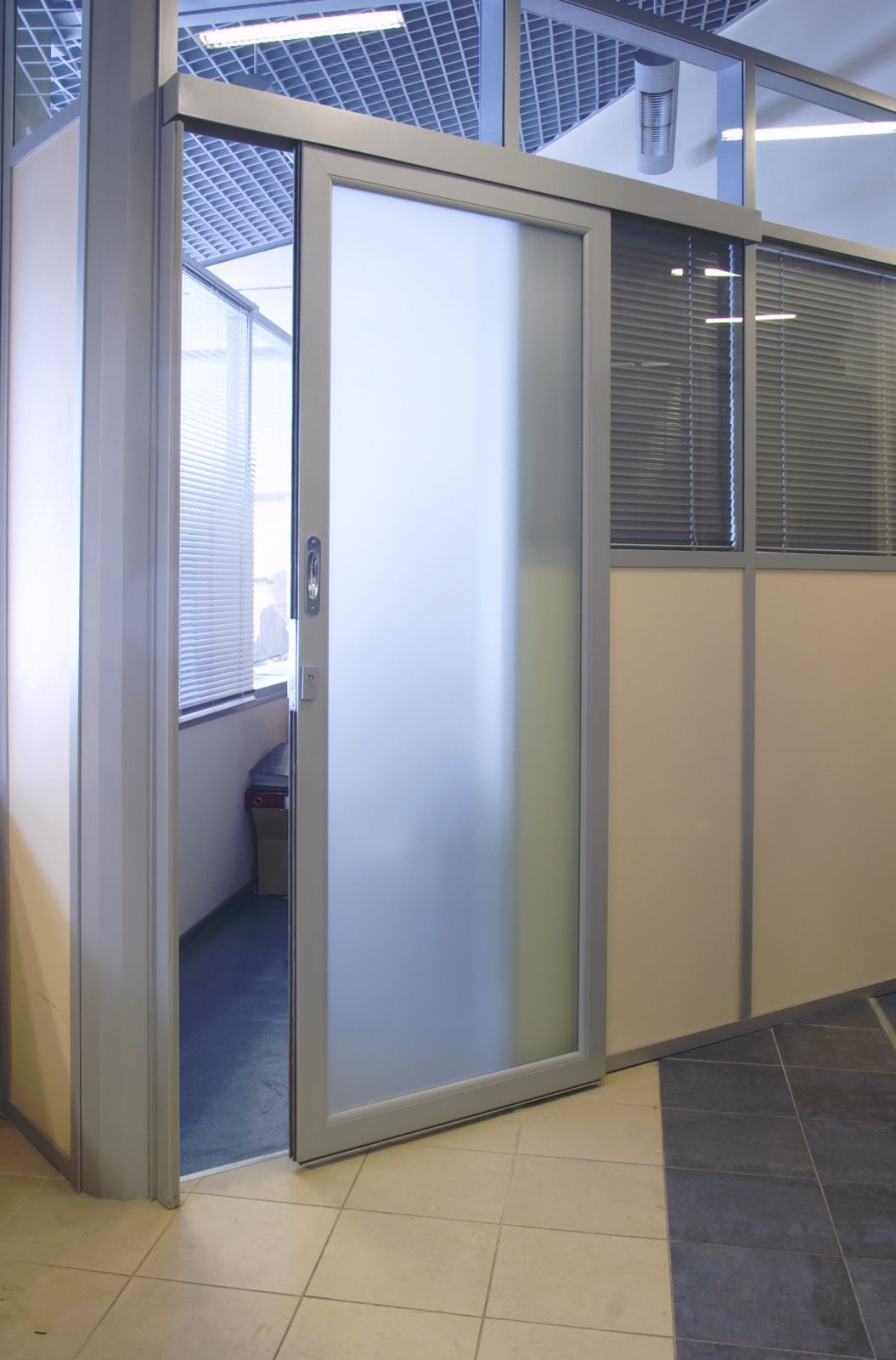 Contemporary commercial aluminum doors with frosted glass