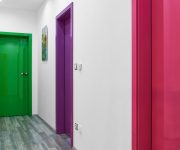 Red, green, purple and pink paint for interior doors