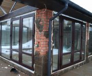 Aluminium front doors in a country house