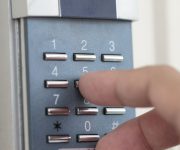 Electronic coded lock on a door