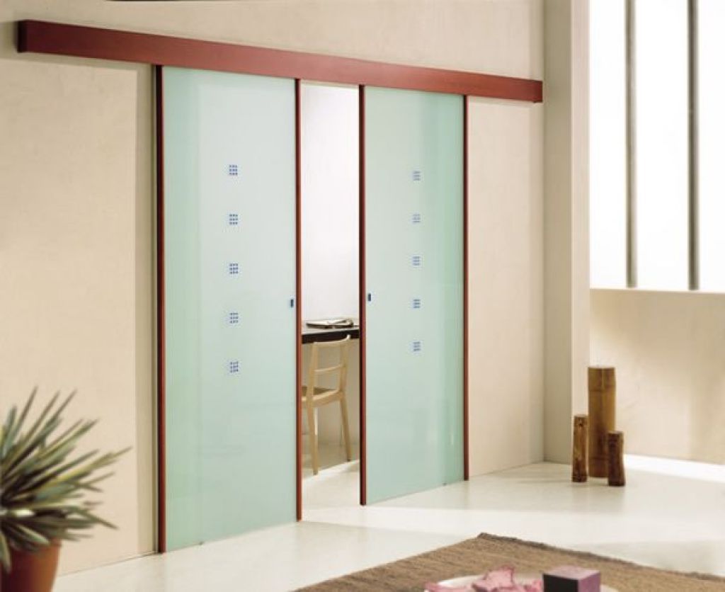 The glass sliding  doors 