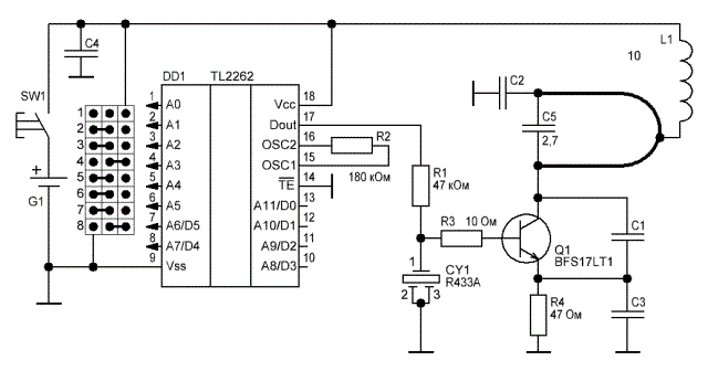 Circuit of the wireless door bell - Wireless doorbell for an apartment