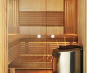 Design sauna with glass doors
