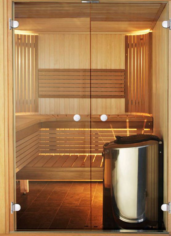 Design sauna with glass doors