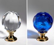 Blue and white glass door knobs