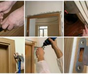 Installation of interior doors with their hands.