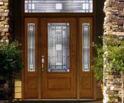 Solid wood front door with glass