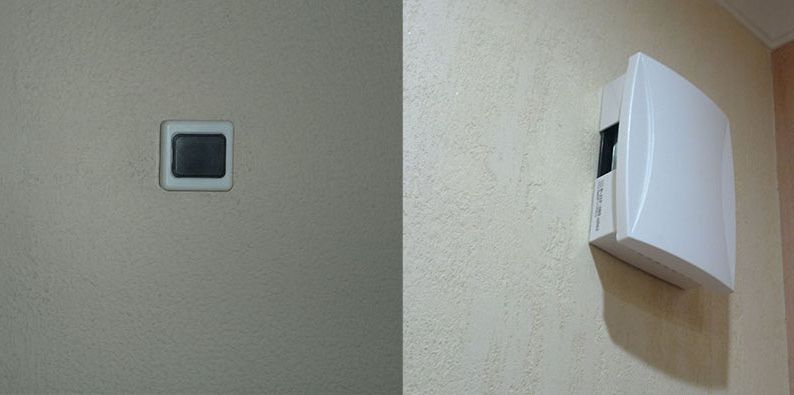 The installation of the doorbell button.