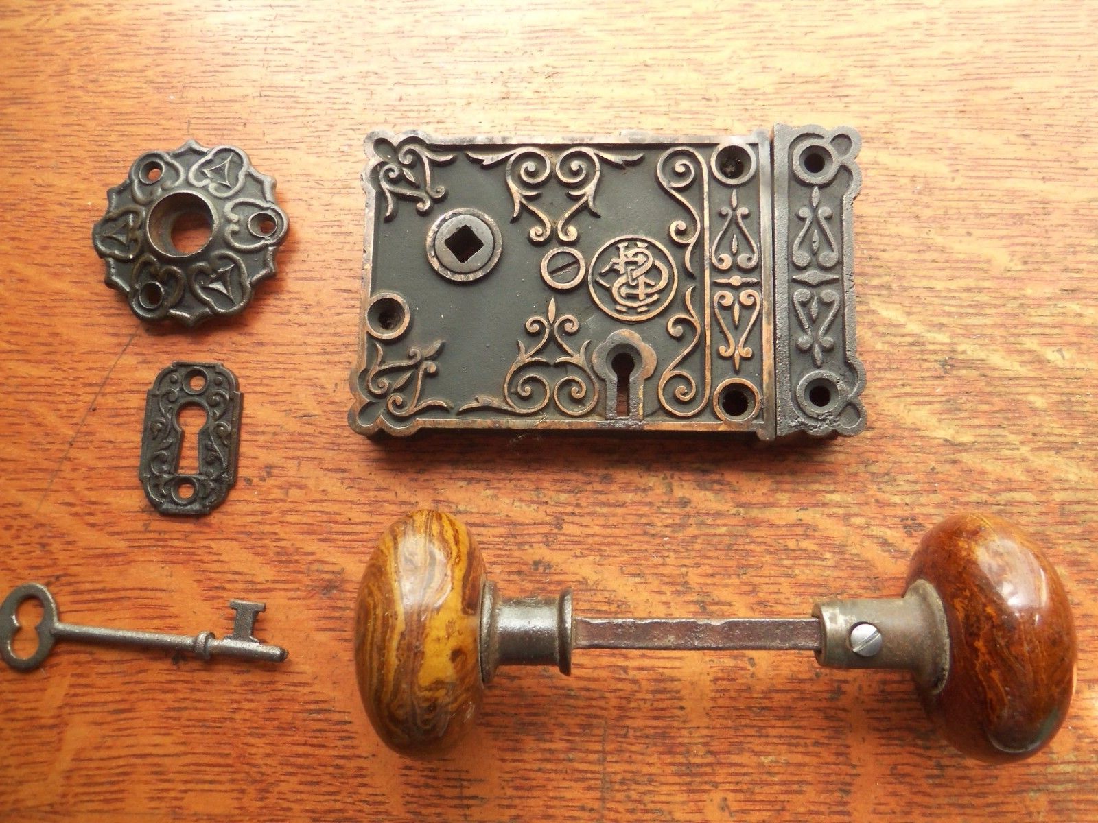 Vintage Brown mineral door knobs