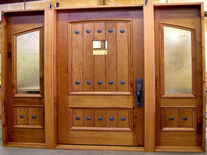 Vintage solid wood front door with glass