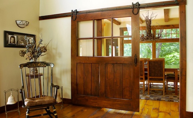 Vintage wooden sliding door