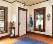 White interior doors with oak trim photo