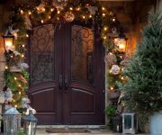 New Year doors decoration - Garland - String Of Christmas Lights Stock