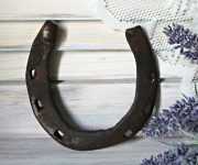 Lucky horseshoe on wooden wall