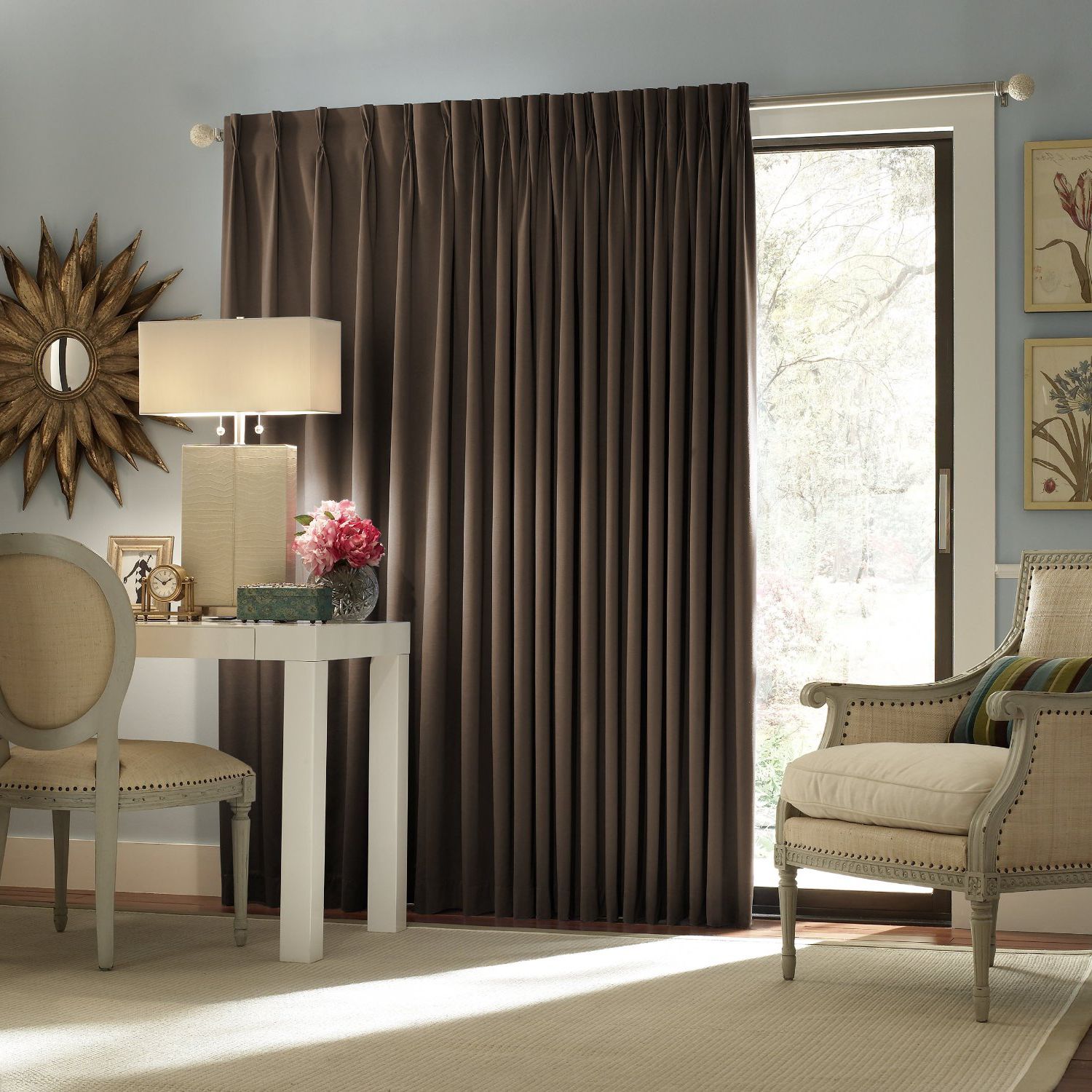 Sliding door curtains