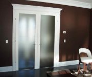 White interior french doors with frosted glass