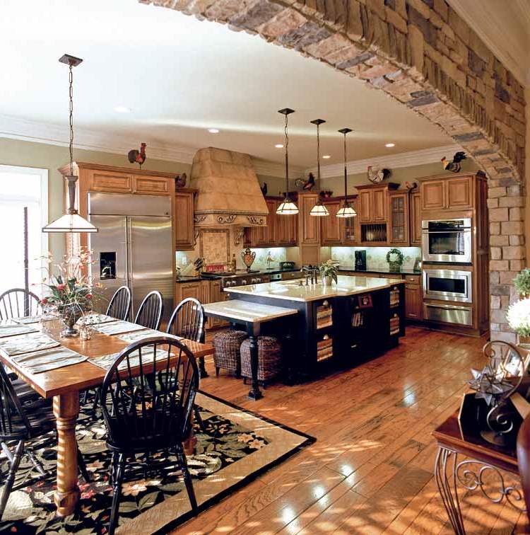 Stone arch in kitchen