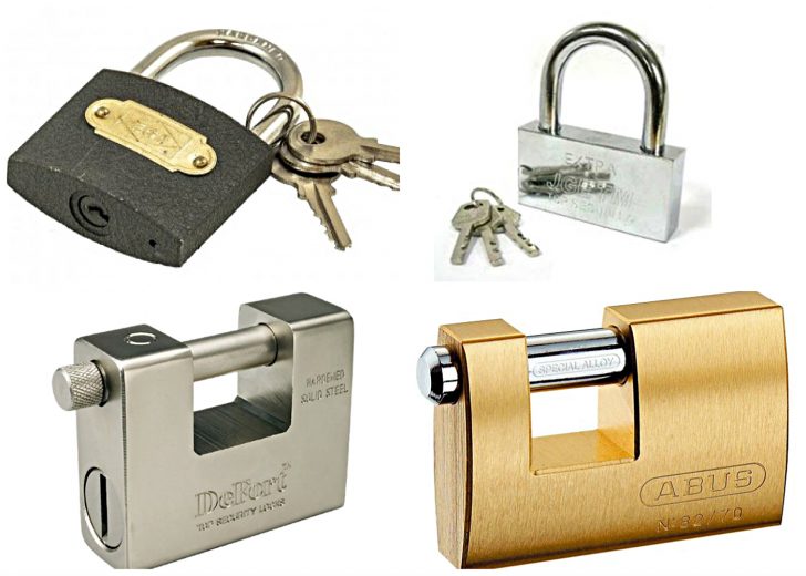 The padlocks material aluminum steel iron and brass 728x520 - How to choose a Padlock: Types And Features