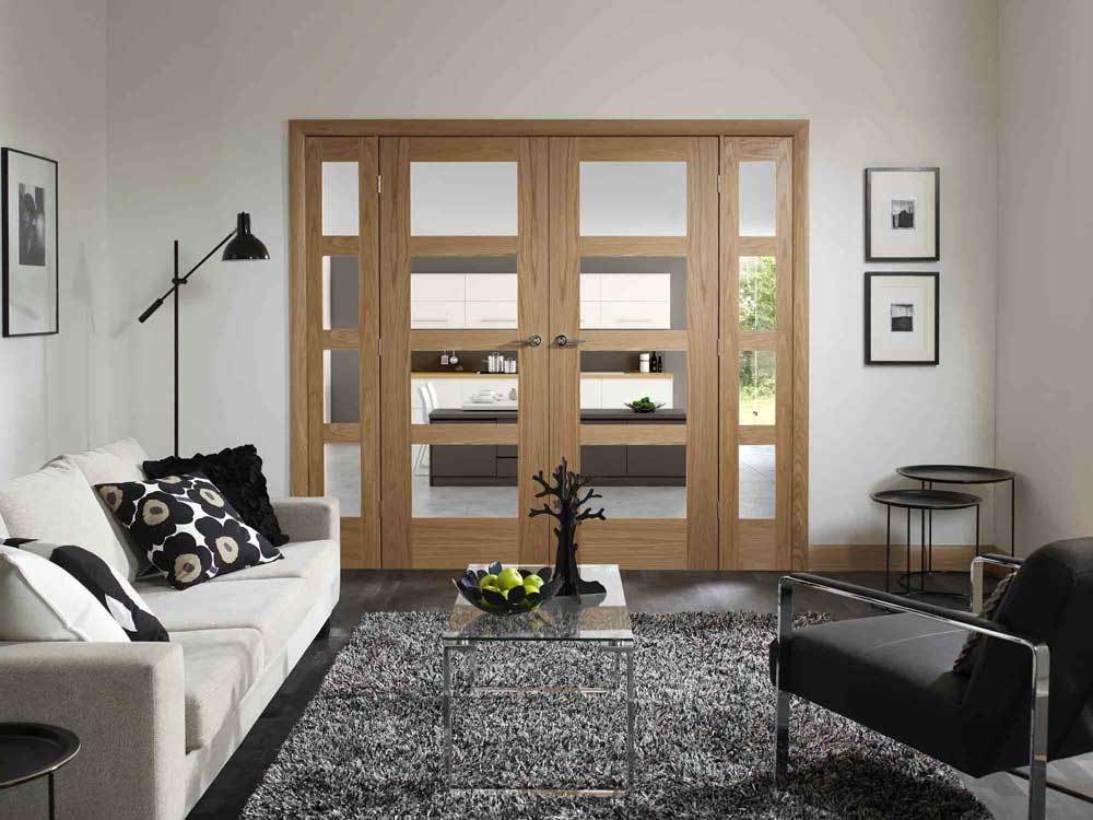 Internal fire doors with glass panels