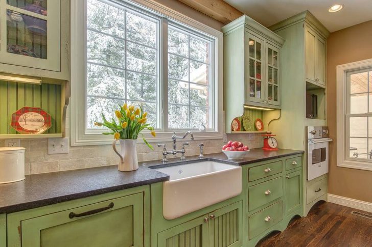 Cabinets countertop and sink in a country style 728x485 - Country-Style Kitchens