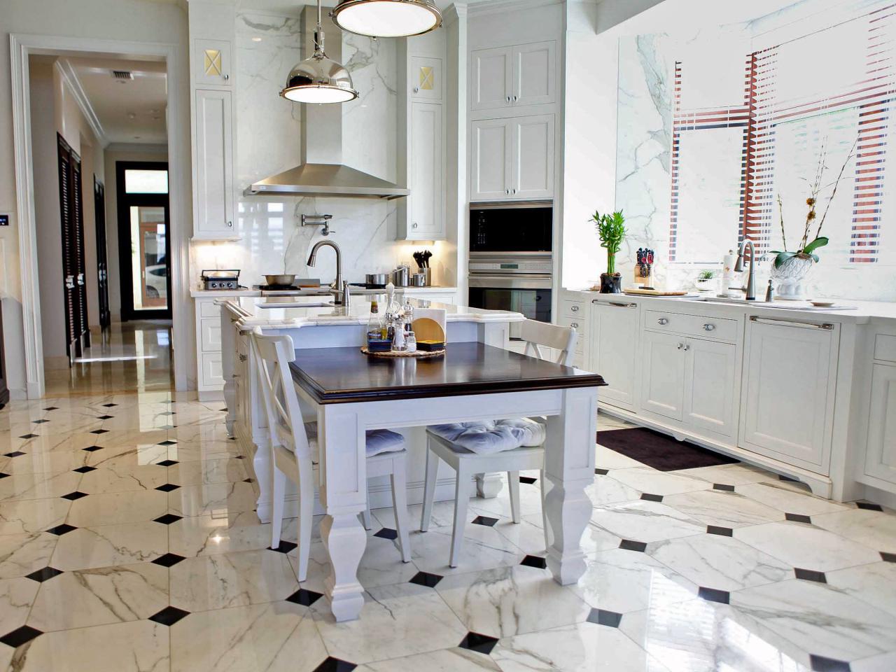 Ceramic tile floor in the kitchen