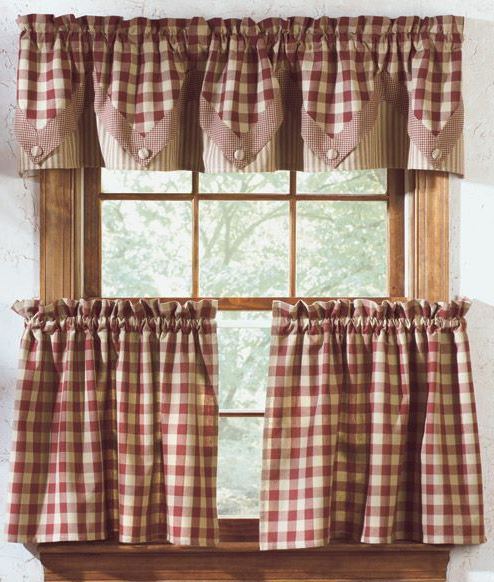 Curtains for windows in the kitchen of country style