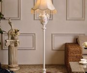 Floor lamps with fabric lampshades country style