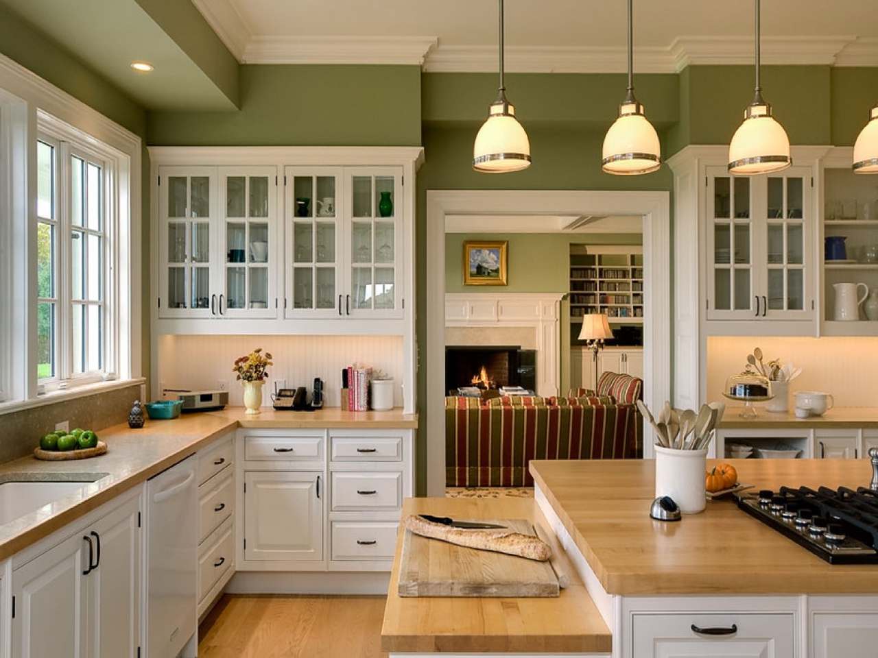 Painted walls – country style kitchen design ideas