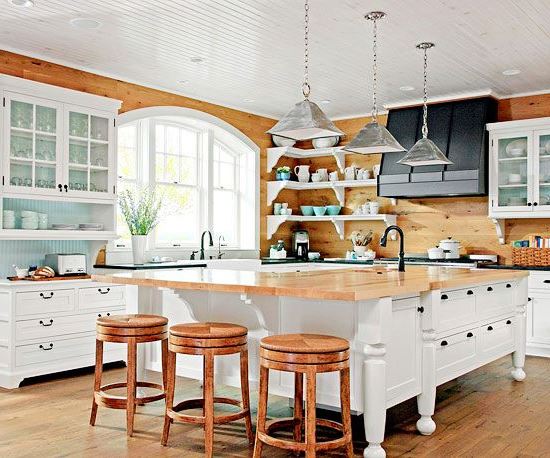 Wooden panels for walls country kitchen - Country-Style Kitchens