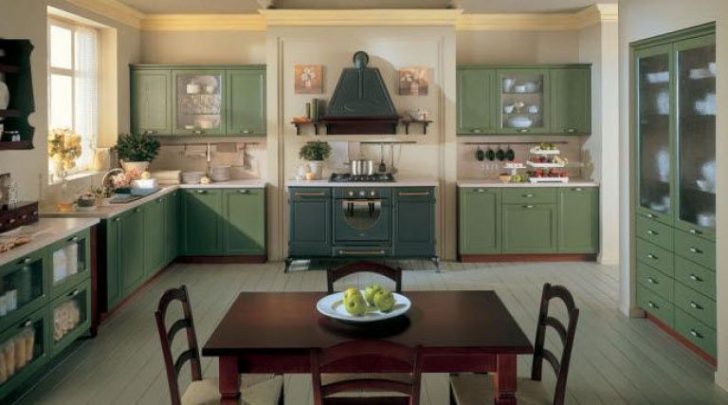 Olive kitchen in Provence style 728x405 - Provence Style Kitchens – 100 ideas for interior